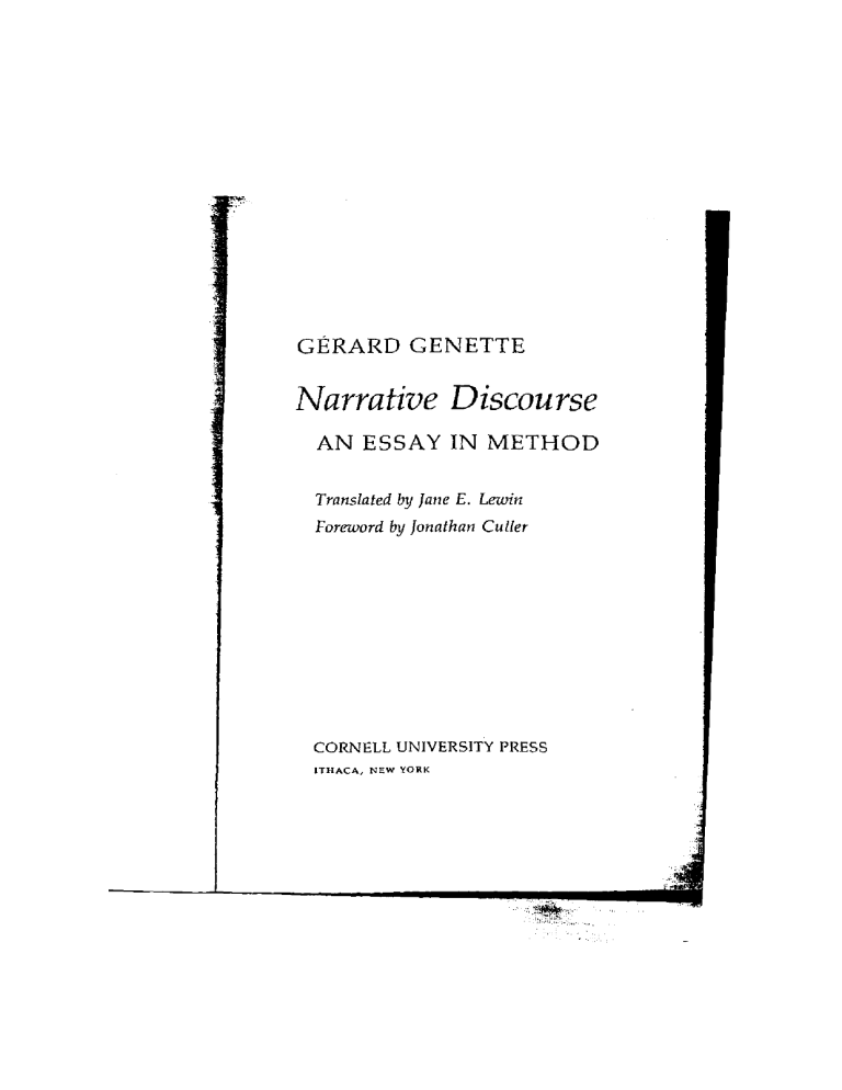 narrative discourse an essay in method pdf