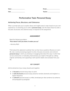  Performative Task  Personal Essay