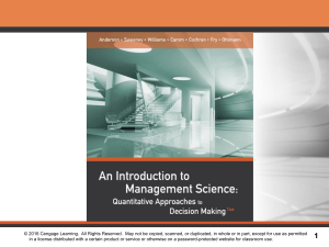 Quantitative Decision Making: Management Science Intro