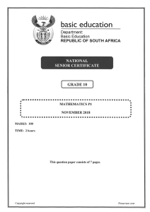 Mathematics P1 Grade 10 Nov 2018 Eng