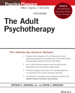 The Adult Psychotherapy Progress Notes Planner