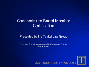 Condominium Board Member Certification Program 2015 UPDATED RLT