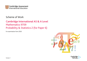 Cambridge A Level Maths: Probability & Statistics 2 Scheme of Work