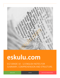 eskulu Senior Secondary English Notes Structure Comprehension and Summary