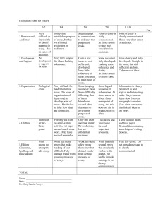 Evaluation Form for Essays