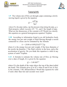 Fluid Mechanics Tutorial: Flow Equations & Problems