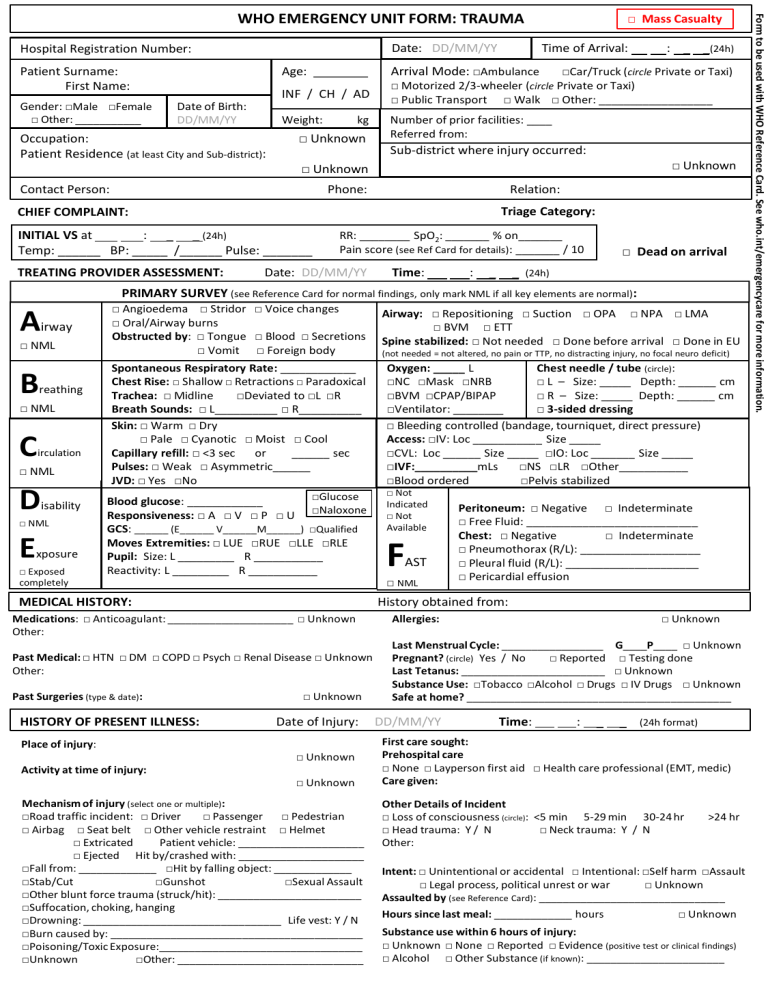 who-standardized-emergency-unit-form-trauma