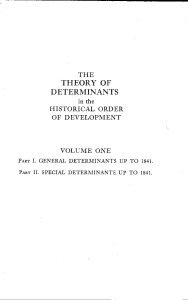 Theory of determinants historical order of development  Volume 1 (1960)