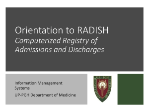 Orientation to RADISH for Admissions and Discharges