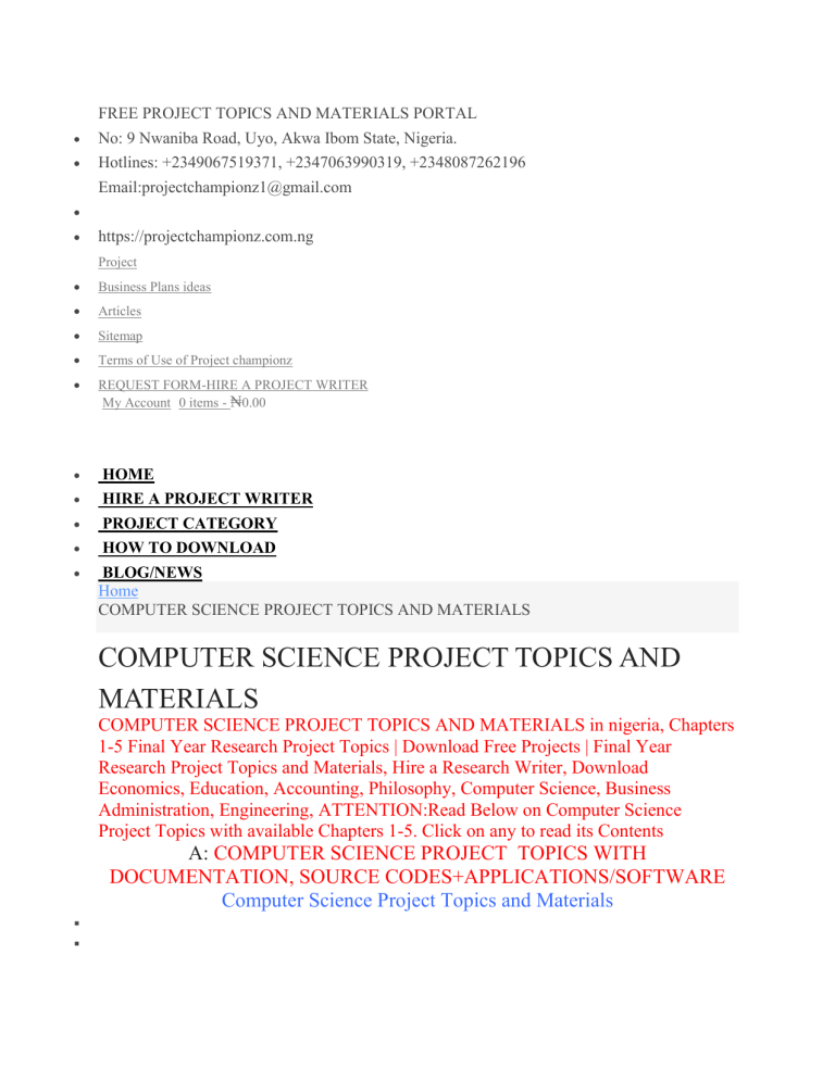 FREE PROJECT TOPICS AND MATERIALS PORTAL