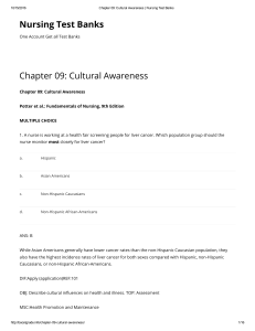 Nursing Test Bank: Cultural Awareness Questions