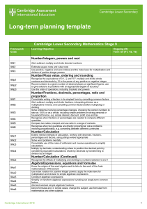 Cambridge Math Stage 9 Planning Template