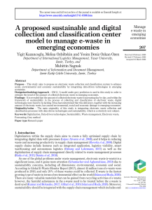 A proposed sustainable and digital collection and classification center model to manage e-waste in emerging economies