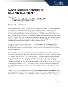 Sample Informed Consent for Walk and Talk Therapy