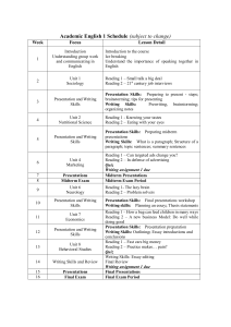 Academic English 1 Schedule