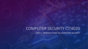 Lecture 1 Intro to Computer Security 