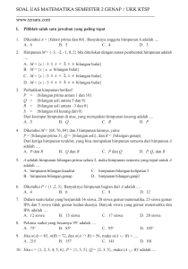 SOAL UAS MATEMATIKA SEMESTER 2 GENAP UKK KTSP