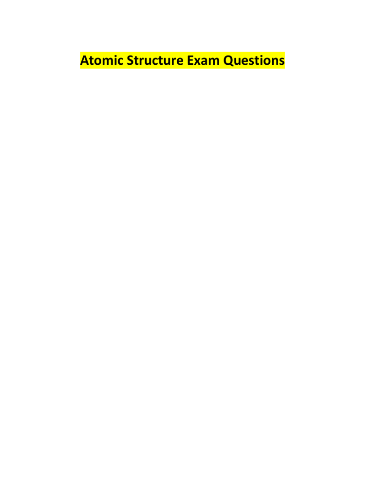 Atomic Structure Exam Question