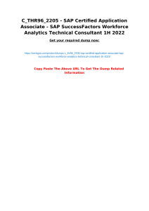 C THR96 2205 - SAP Certified Application Associate - SAP SuccessFactors Workforce Analytics Technical Consultant 1H 2022