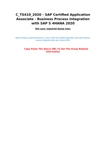 C TS410 2020 - SAP Certified Application Associate - Business Process Integration with SAP S 4HANA 2020