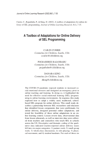 A Toolbox of Adaptations for Online Delivery of SEL Programming
