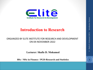 1. Introduction to research