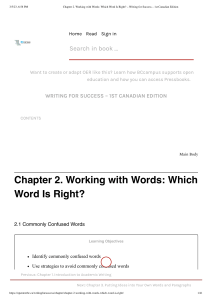 Chapter 2. Working with Words  Which Word Is Right  – Writing for Success – 1st Canadian Edition