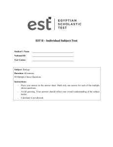 EST II - Biology. October 2020 exam pdf