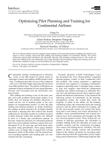 Optimizing Pilot Planning and Training for Continental Interfaces 2004