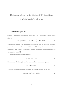 Derivation of Navier-Stokes' Equation in Cylindrical Coordinates