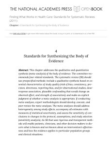 4 Standards for Synthesizing the Body of Evidence   Finding What Works in Health Care  Standards for Systematic Reviews   The National Academies Press