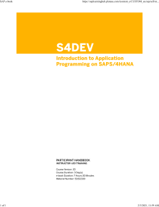 S4DEV - Introduction to Application Programming on SAP S4Hana