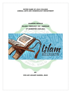 1st ISLAM THEO 102 MODULE 2ND SEMESTER 2020-2021