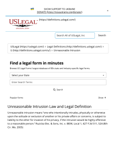 Unreasonable Intrusion Law and Legal Definition   USLegal, Inc 