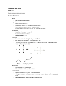 Chemistry Unit 1 Notes