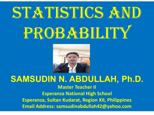 STATISTICS AND PROBABILITY for Senior Hi