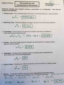 Permutations and Combinations Worksheet