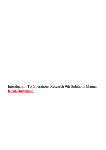 Introduction To Operations Research 9th