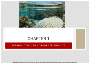 Ross Fundamentals of Corporate Finance 13e CH01