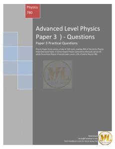 Cameroon GCE Advanced Level Physics. Practicals meetlearn.com