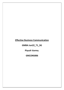 Effective Business Communication Individual Assignment