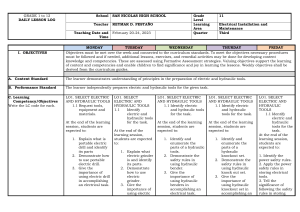 Electrical Installation Daily Lesson Log - Grade 11