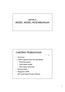 Model Keseimbangan: CAPM & APT