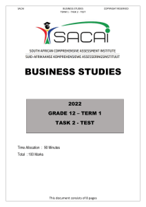 Gr12 Business Studies Term 1 Task 2 Test