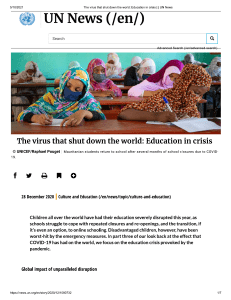 The virus that shut down the world Education in crisis (article 2)
