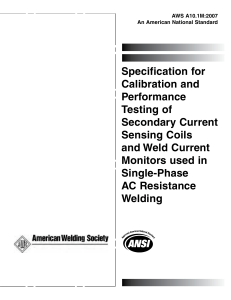 AWS A10.1M-2007 Specification for Calibration and Performance Testing of Secondary Current Sensing Coils & Weld Current Monitors used in Single-Phase AC Resistance Welding
