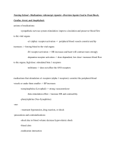 Nursing School - Medications  Adrenergic Agonist - Overview Agents Used to Treat Shock,