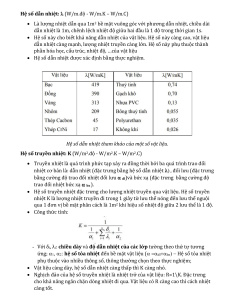 HS dẫn nhiệt, truyền nhiệt