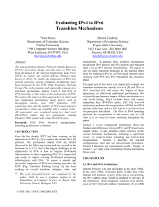 Evaluating IPv4 to IPv6 Transition Mecha