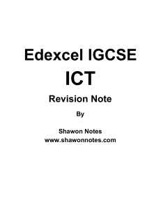 Edexcel IGCSE ICT Note SN